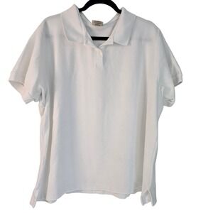 LL‎ Bean Womens 3X White Cotton Short Sleeve Collared Polo Shirt